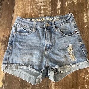 High-Rise Light Blue Denim Shorts -